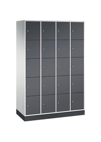 C+P Vijfvoudige locker Intro, 4 compartimenten, lichtgrijs / zwartgrijs, b x d = 1220 x 500 mm