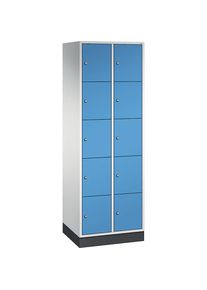 C+P Vijfvoudige locker Intro, 2 compartimenten, lichtgrijs / lichtblauw, b x d = 620 x 500 mm