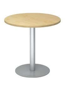 Besprechungstisch, &Oslash; 800 mm, 755 mm hoch, Gestell silber, Platte Ahorn-Dekor