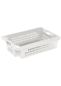 Nestbare stapelbak van HDPE, inhoud 25 l, wanden en bodem dicht, naturel wit