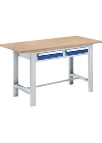 Werkbank, Baukastensystem, Plattenbreite 1500 mm, 2 Schubladen, Multiplexplatte eurokraft basic