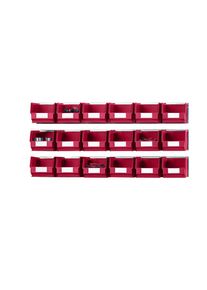Inhangrail-set met magazijnbakken, 3 rails, 18 bakken, rood