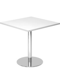 Besprechungstisch, LxB 800 x 800 mm, 755 mm hoch, Gestell verchromt, Platte wei&szlig;