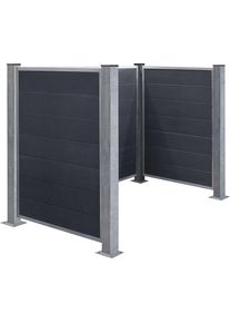 Delimitación de contenedores de basura, con planchas de WPC y postes de acero, longitud 1960, para atornillar con tacos