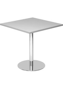 Besprechungstisch, LxB 800 x 800 mm, 755 mm hoch, Gestell verchromt, Platte lichtgrau