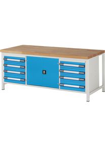 eurokraft pro Werkbank, stellingbouw serie 8000, 8 laden, 1 deurvak, b x d = 900 x 2000 mm