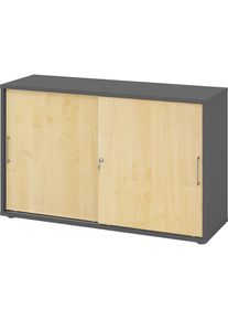 eurokraft pro Armario de puertas correderas, altura 748 mm, 1 balda, grafito/decoración de arce