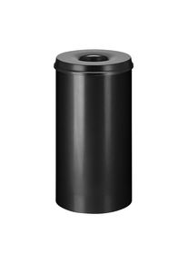 Papelera de seguridad, acero, autoextinguible, capacidad 50 l, H x Ø 625 x 335 mm, cuerpo en negro / tapa extintora en negro