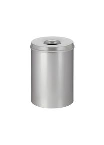 Papelera de seguridad, acero, autoextinguible, capacidad 30 l, H x Ø 470 x 335 mm, cuerpo en gris / tapa extintora en gris