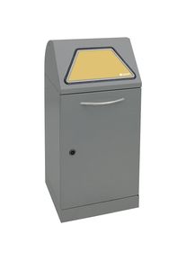 Recipiente para separar materiales, trampilla accionada a mano, con soporte para bolsa de basura, capacidad 60 l, aluminio gris/texturizado