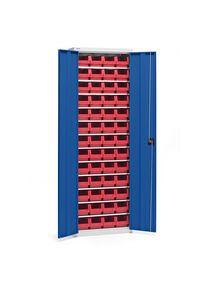 eurokraft pro Armario para material con cajas de almacén, altura 2000 mm, 12 baldas, gris luminoso / azul genciana