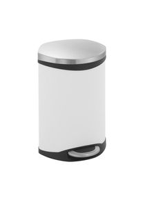 EKO Colector de residuos con pedal, en forma de concha, capacidad 10 l, H x A x P 450 x 255 x 295 mm, cuerpo de chapa de acero pintada de blanco
