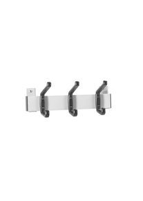 eurokraft basic Kapstoklijst, blank aluminiumkleurig, VE = 2 stuks, 3 kunststof haken