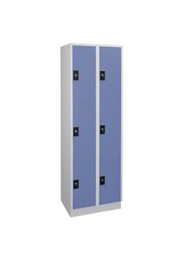 Wolf Drievoudige locker Stuttgart, 2 compartimenten, lichtgrijs / duifblauw