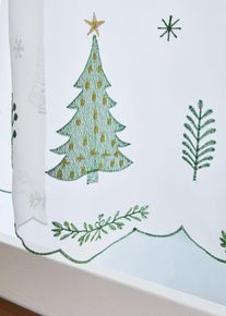 Valletje met geborduurde dennenbomen - wit - maat 45x90 cm - bonprix