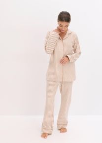 Geweven pyjama van flanel met cadeautasje (3-dlg. set) - bruin - maat 36/38 (S) - flanel - bonprix