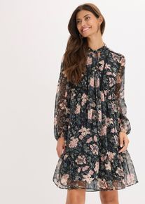 Jurk van chiffon - zwart - maat 46 - bonprix