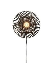 Good & Mojo Wandleuchte , Schwarz , Naturmaterialien , Holz , rund , 12 cm , LED-Leuchtmittel austauschbar , Lampen & Leuchten, Innenbeleuchtung, Wandleuchten