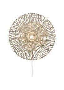 Good & Mojo Wandleuchte , Weiß , Naturmaterialien , Rattan , Holz , rund , 14 cm , Lampen & Leuchten, Innenbeleuchtung, Wandleuchten