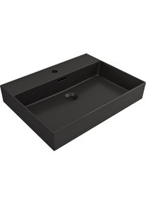 Plieger, Waschbecken, Kansas wastafel - 60x45 cm - met kraangat - Matzwart (120 mm, 600 mm)