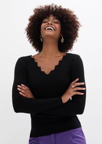 bonprix Cienki sweter z lejącej mieszanki wiskozy, czarny, 56/58