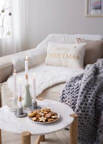 Dekokissen mit Merry Christmas Schriftzug, beige, Größe 50x30 cm, bonprix