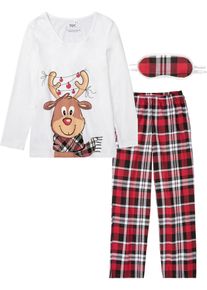 Pyjama mit Schlafmaske, weiß, Größe 44/46 (L), 100% Baumwolle, bonprix
