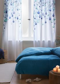 Vorhang mit weihnachtlichem Druck (1er Pack), blau, Gr&ouml;&szlig;e 175x140 cm, bonprix