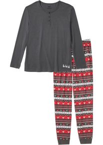 Pyjama aus reiner Baumwolle, grau, Größe 44/46 (S), mit Baumwolle, bonprix