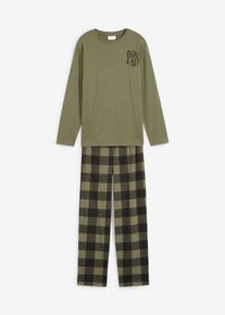 Pyjama aus reiner Bio-Baumwolle (2-tlg. Set), grün, Größe 128/134, mit Baumwolle, bonprix