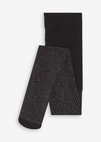 Transparente Strumpfhose mit Glitzermuster 20 DEN, schwarz, Größe 36/38 (S), bonprix