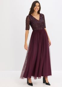 Abendkleid aus zartem T&uuml;ll mit Paillettenstickerei, blau, Gr&ouml;&szlig;e 38, bonprix