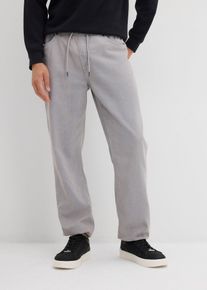 Relaxed Fit Schlupfhose aus reinem Baumwoll-Twill Tapered, grau, Größe 62, 100% Baumwolle, bonprix