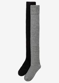 Overknee Strümpfe mit Bio-Baumwolle (2er Pack), schwarz, Größe 35-38, mit Baumwolle, bonprix