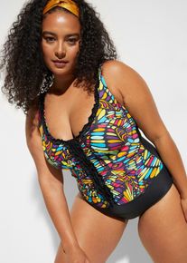 Strong Shape-Badeanzug mit Rüschen, schwarz, Größe 44, bonprix