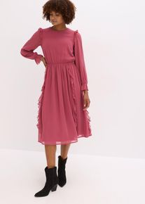 Chiffonkleid mit Volants, lila, Größe 42, bonprix