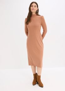 Ripp-Jerseykleid aus Viskose-mix, braun, Größe 48/50 (XL), bonprix