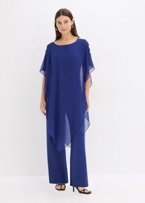 Overall mit &Uuml;berwurf aus feinem Chiffon, blau, Gr&ouml;&szlig;e 32/34 (XS), bonprix