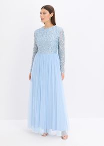 Maxikleid mit Paillettenstickerei, blau, Gr&ouml;&szlig;e 48, bonprix