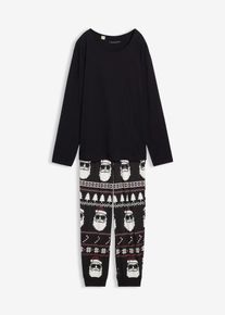 Pyjama aus reiner Baumwolle mit langen &Auml;rmeln, schwarz, Gr&ouml;&szlig;e 60/62 (XXL), bonprix
