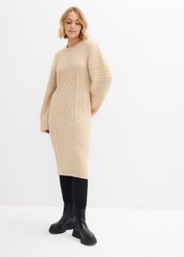 Midi-Strickkleid, beige, Größe 40/42 (M), bonprix
