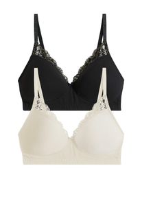 Schalen-BH ohne Bügel mit Bio-Baumwolle (2er Pack), schwarz, Größe 75B, mit Baumwolle, bonprix