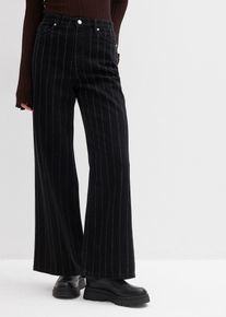 Wide-Leg-Jeans High Waist mit Destroyed Effekten, schwarz, Gr&ouml;&szlig;e 44, mit Baumwolle, bonprix