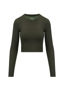 Hey Honey Women's Longsleeve Cropped Always Dressed Yoga shirt Women (L, olive)