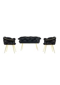 Hanah Home Sedacia s&uacute;prava Balon Black and Gold, 3 ks