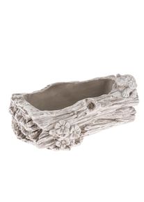 Betónový obal na kvetináč Kmeň s kvetinami sivá, 11 x 21 cm