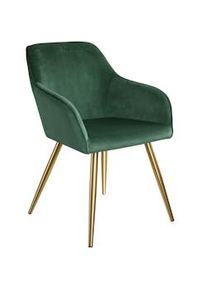 TecTake Sedia Marilyn effetto velluto oro - verde scuro/oro - 403651
