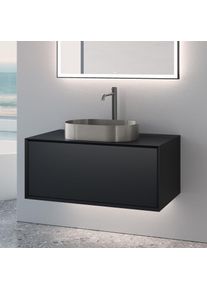 neoro n60 Meuble bas l: 100 cm, 1 tiroir, vasque acier inoxydable brossé,, BN0737BS+BN0756BM,