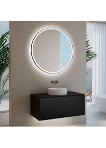 neoro n60 Meuble bas l: 100 cm, 1 tiroir, vasque blanche mate, avec miroir éclairé,, BN0943WM+BN0756BM+BN0023MI,