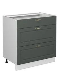 VICCO Badschrank Fame-Line Grün-Gold Landhaus 80 x 82 cm mit 3 Schubladen ohne Ap , Grün, Weiß , Holzwerkstoff , Rechteckig , 80x82x51.6 cm , Badezimmer, Badezimmerschränke, Midischränke